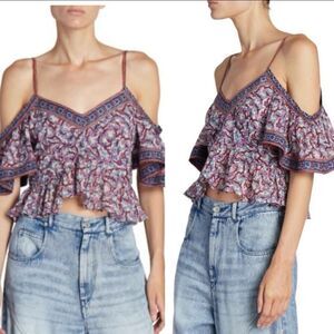 ISABEL MARANT ÉTOILE Garuva Off Top Shoulder Size 8 $330